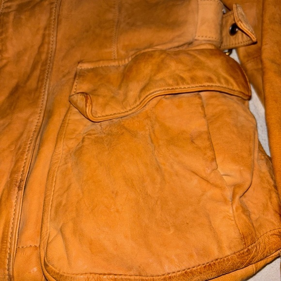 Banana Republic soft Leather Aviator Bomber Jacket Tan Juniors SzXS Y2K - Picture 5 of 16